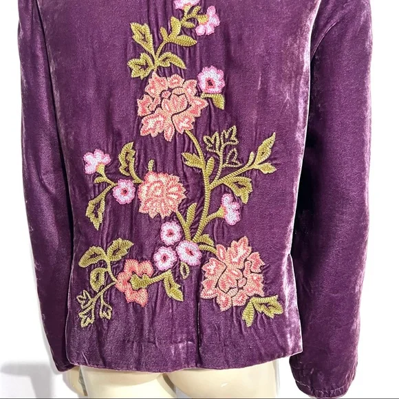 J.Jill Velvet Blazer Jacket Floral Embroidery - Picture 8 of 13